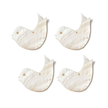 Freshwater Shell Pendants, Bird Charm, Seashell Color, 47x60x3.5mm, Hole: 2.5mm & 3.5mm
