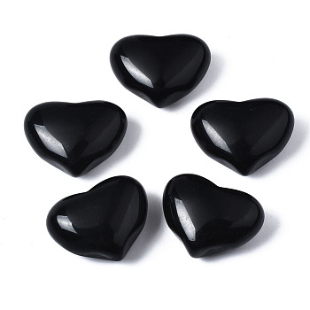 Natural Black Obsidian Heart Palm Stone, Pocket Stone for Energy Balancing Meditation, 19~21x25~26x10~13mm