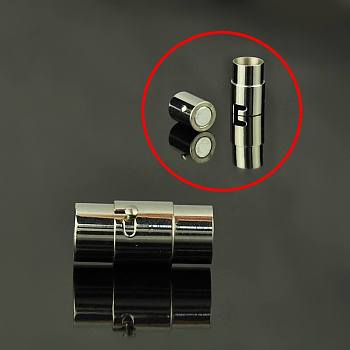 Tarnish Resistant 304 Stainless Steel Magnetic Clasps, Bayonet Clasps, Column, Stainless Steel Color, 18.5x10mm, Hole: 8mm