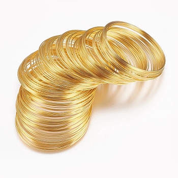 Steel Memory Wire, Bracelets Making, Nickel Free, Golden, 18 Gauge, 1mm, 60mm inner diameter, 750 circles/1000g