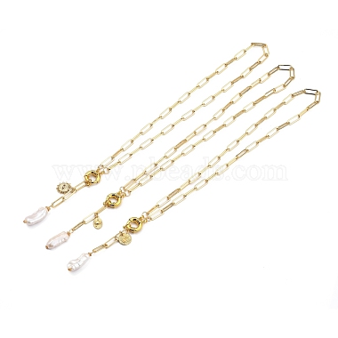 Natural Baroque Pearl Keshi Pearl Lariat Necklaces(NJEW-JN03042)-2