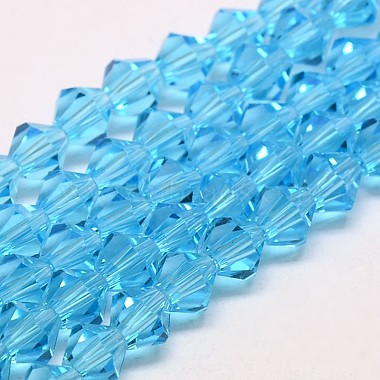 Deep Sky Blue Bicone Glass Beads