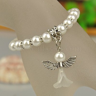 Bracelets d'ange belle avec robe de mariée pour les enfants(BJEW-JB00727-19)-2