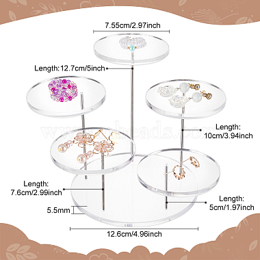 5-Tier Round Acrylic Finger Ring Rotating Display Risers(RDIS-WH0018-06A)-2