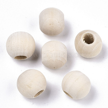 Antique White Round Wood European Beads