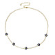 Cubic Zirconia Classic Tennis Necklace with Flower Links(NJEW-N048-01A)-1