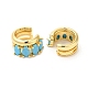 Real 16K Gold Plated Brass Cuff Earrings with Rhinestone for Women(EJEW-D065-07G-02)-2