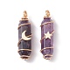 Natural Amethyst Copper Wire Wrapped Pendants(PALLOY-JF02535-02)-1