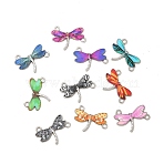 Alloy Enamel Links Connectors, Dragonfly, Mixed Color, Platinum, 23x17x1.8mm, Hole: 1.8mm(ENAM-M053-02P)