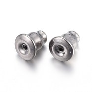 304 Stainless Steel Ear Nuts, Earring Backs, Stainless Steel Color, 5.5x5mm, Hole: 0.65mm(STAS-L214-10P)