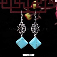 Turquoise Dangle Earrings for Women, Rhombus(WG2299-2)