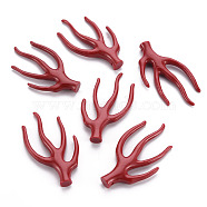Synthetic Coral Beads, Branch, Dyed, Dark Red, 59.5~60.5x36.5~37.5x8~9.5mm, Hole: 2mm(CORA-T011-16B)