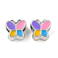 CCB Plastic Large Hole Beads, with Enamel, Butterfly, 10x10.5x8mm, Hole: 4mm(CCB-D007-01D)