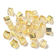 Electroplate Glass Beads, Faceted, Cube, Gold, 5.5x5.5x5.5mm, Hole: 1.5mm, 100pcs/bag(EGLA-Z004-04B-04)
