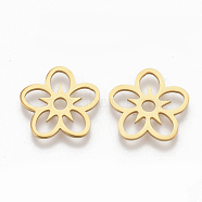 201 Stainless Steel Filigree Joiners, Flower, Golden, 16x16.5x1mm, Hole: 2.5mm(STAS-S079-113G)