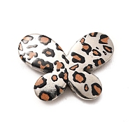 Electroplate & Spay Painted Acrylic Beads, Butterfly with Leopard Print Pattern, Silver, 21.5x29x5.5mm, Hole: 2mm(OACR-S043-05B-01)