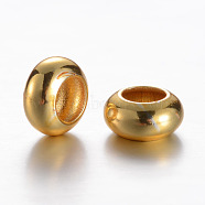 Brass Spacer Beads, Rondelle, Real 18K Gold Plated, 8x4mm, Hole: 4mm(X-KK-P050-02G)