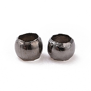 Brass Crimp Beads, Cadmium Free & Nickel Free & Lead Free, Rondelle, Gunmetal, about 2mm in diameter, 1.2mm long, hole: 1.2mm(E002-NFB)