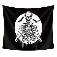 Halloween Theme Polyester Wall Hanging Tapestry, for Bedroom Living Room Decoration, Rectangle, Skull Pattern, Black, 730x950mm(HAWE-PW0001-109A-02)