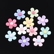Resin Cabochons, Flower, Mixed Color, 21.5~22x22~23x7mm(X-CRES-T010-86)