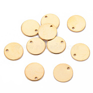 201 Stainless Steel Stamping Blank Tag Pendants, Flat Round, Golden, 10x1mm, Hole: 1.2mm(STAS-T058-10mm-G)
