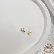 925 Sterling Silver Micro Pave Clear Cubic Zirconia Charms, Diamond, Real 18K Gold Plated, 6x3.5x3mm, Hole: 1.5mm(STER-P054-11A-G)