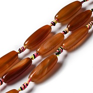 Natural Agate Beads Strands, Dyed & Heated, Rice, Camel, 29.5~34x9.5~13.5mm, Hole: 2.5mm, about 10pcs/strand, 16''(41cm)(G-K334-01C)