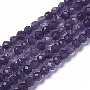 Natural Amethyst Beads Strands, Faceted, Round, 2~3x2~2.5mm, Hole: 0.2mm, about 181~210pcs/strand, 15.9~16.3 inch(40.4~41.5cm)(X-G-F596-13-2mm)
