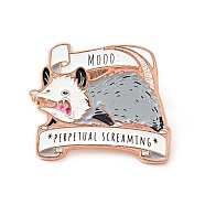 Mouse Enamel Pin, Rose Gold Plated Alloy Word Mood Perpetual Screaming Badge for Backpack Clothes, Gray, 25x31x1.5mm(JEWB-J005-09A-RG)