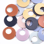Resin Pendants, Flat Round, Mixed Color, 30x3mm, Hole: 1.5mm(X-RESI-T022-10)
