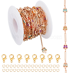 Elite DIY Chain Bracelet Necklace Making Kit, Inclduing Brass Oval & Colorful Acrylic Link Chain, Alloy Clasps, 304 Stainless Steel Jump Rings, Golden & Light Gold, Butterfly, Link: 11~15x2.5~7x0.5~2mm, Chain: 5M/set(DIY-PH0017-38A)