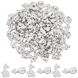 50Pcs Easter 304 Stainless Steel Pendants, Easter Bunny, Stainless Steel Color, 18x10x3.5mm, Hole: 1mm(STAS-UN0052-05)
