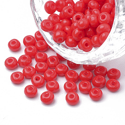 6/0 Baking Paint Glass Seed Beads, Round, Red, 4~4.5x3mm, Hole: 1~1.2mm, about 4500pcs/bag, about 450g/bag(SEED-Q025-4mm-N12)