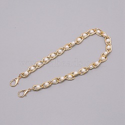 Zinc Alloy Bag Straps, with Resin Pearl Beads & Lobster Claw Clasps, Bag Repalcement Accessories, Light Gold, 46.2cm(FIND-TAC0003-13)