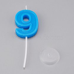 Paraffin Candles, Number Shaped Smokeless Candles, with Holder, Decorations for Wedding, Birthday Party, Random Single Color or Random Mixed Color, Num.9, 9: 101.5x32.5x8mm, Hole: 2.5mm(DIY-K028-B-09)