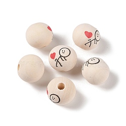 Schima Wood Beads, Round, Wheat, 19~20x17.5mm, Hole: 5mm, 192pcs/500g(WOOD-E017-03)