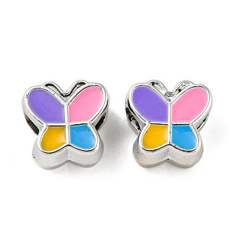 CCB Plastic Large Hole Beads, with Enamel, Butterfly, 10x10.5x8mm, Hole: 4mm