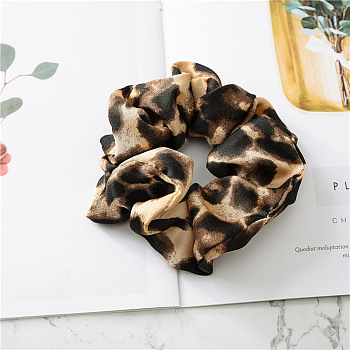 Leopard Print Pattern Cloth Elastic Hair Accessories, for Girls or Women, Scrunchie/Scrunchy Hair Ties, Old Lace, 120mm