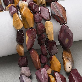 Natural Mookaite Beads Strands, Nuggets, Faceted, 10~26x8~13x5~8mm, Hole: 1mm, about 18~39pcs/strand, 15.55~15.94''(39.5~40.5cm)