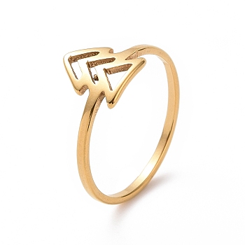 Ion Plating(IP) 201 Stainless Steel Arrow Mark Finger Ring for Women, Golden, US Size 6 1/2(16.9mm)