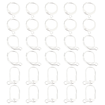 30Pcs 3 Style 304 Stainless Steel Leverback Earring Findings, with Horizontal Loops, Silver, 14~19x10~12x1.5~2mm, Hole: 1.2~1.6mm, Pin: 0.6~0.8x1mm, 10Pcs/style