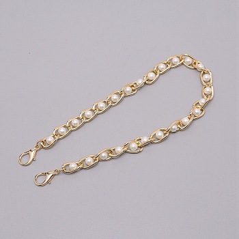 Zinc Alloy Bag Straps, with Resin Pearl Beads & Lobster Claw Clasps, Bag Repalcement Accessories, Light Gold, 46.2cm