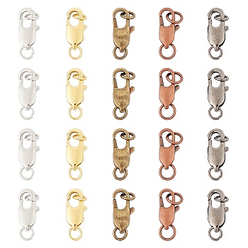 Brass Lobster Claw Clasps, Mixed Color, 18x6mm, Hole: 3mm, 50pcs/box