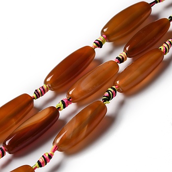 Natural Agate Beads Strands, Dyed & Heated, Rice, Camel, 29.5~34x9.5~13.5mm, Hole: 2.5mm, about 10pcs/strand, 16''(41cm)