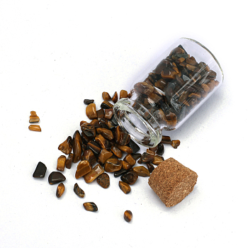 Natural Tiger Eye Chip Healing Crystals Wishing Bottles, Wicca Gem Stones for Energy Balancing Meditation Therapy, 22x40mm