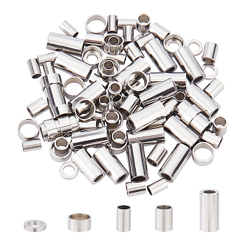100Pcs 5 Style 304 Stainless Steel Spacer Beads, Mixed Shapes, Stainless Steel Color, 20pcs/style