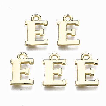 Alloy Charms, Cadmium Free & Nickel Free & Lead Free, Alphabet, Real 16K Gold Plated, Letter.E, 14x9x1mm, Hole: 1.6mm