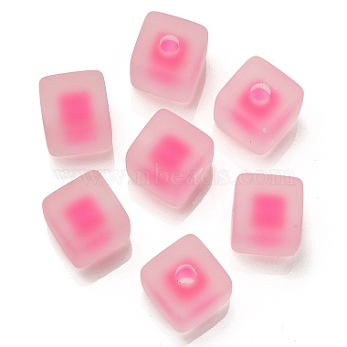 Deep Pink Cube Acrylic European Beads