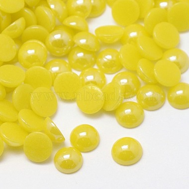 10mm Yellow Half Round Glass Cabochons