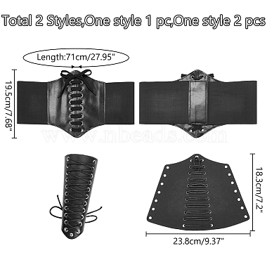 WADORN PU Leather Wide Elastic Corset Belts & Cuff Wristband Arm Guard(AJEW-WR0002-04)-2